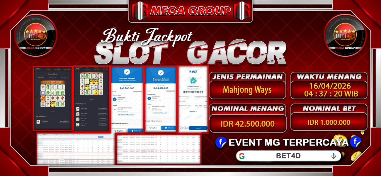 Bukti JP situs Bet4D hari Kamis, 16 April 2026