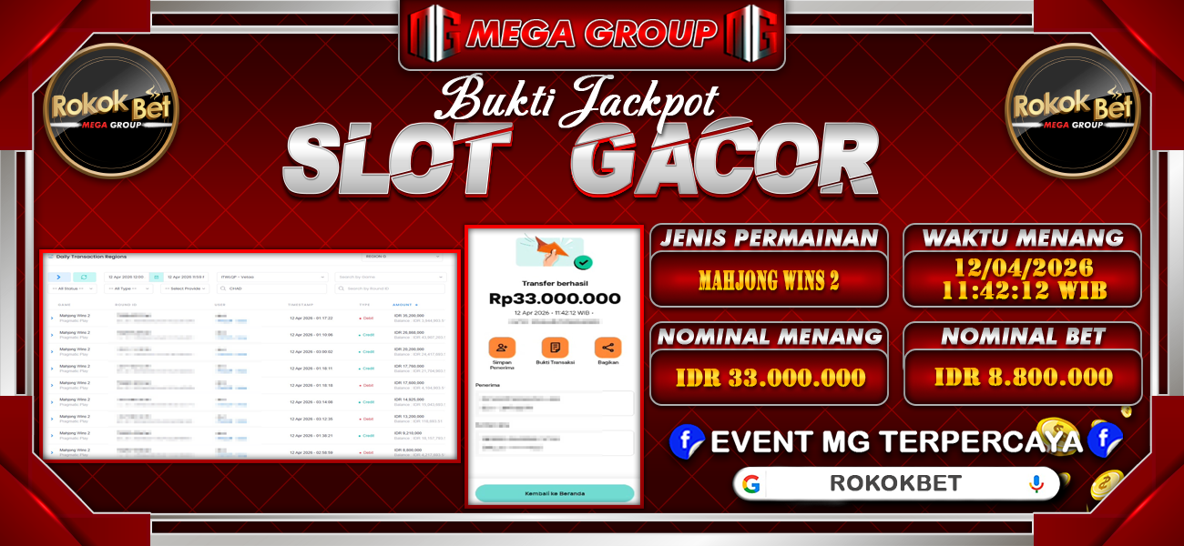 Bukti JP situs Rokokbet hari Minggu, 12 April 2026
